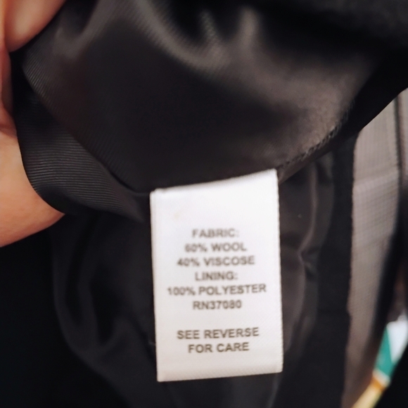 Womens Wool Blend Black Peacoat Cato Size Large Coat Jacket Big Buttons Pockets - Picture 4 of 5